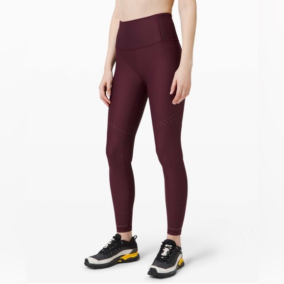 Lululemon Zoned In Tight Leggings 27" Full Length Cassis Maroon 4 W5BBNS Workout - Picture 1 of 11